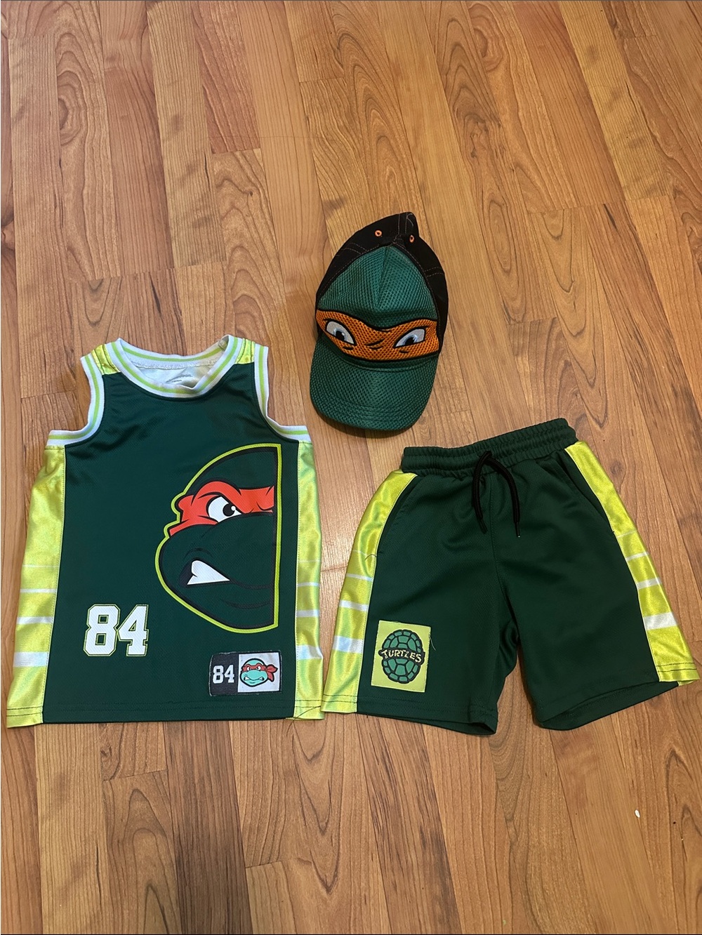 Nickelodeon Green & Yellow TMNT Tank, Shorts and Cap Set